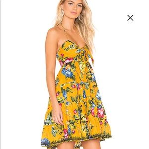 Bow Tie Front Mini Dress in Mustard